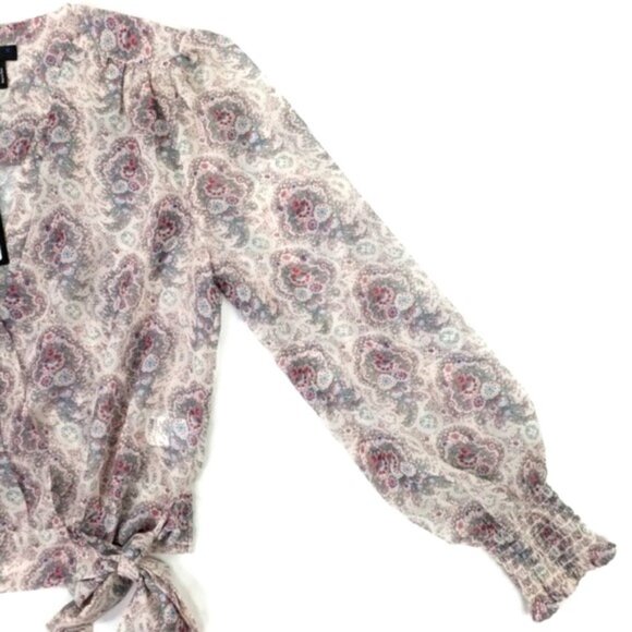 Paige Margherita Ecru Multicolor Semi Sheer Long Sleeve Blouse Womens Small NWT - Picture 6 of 16